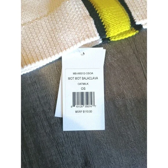 Halfdays x Matek Mot Mot Balaclava Oatmilk Yellow Black Stripe Knit Face Hat - Picture 5 of 8
